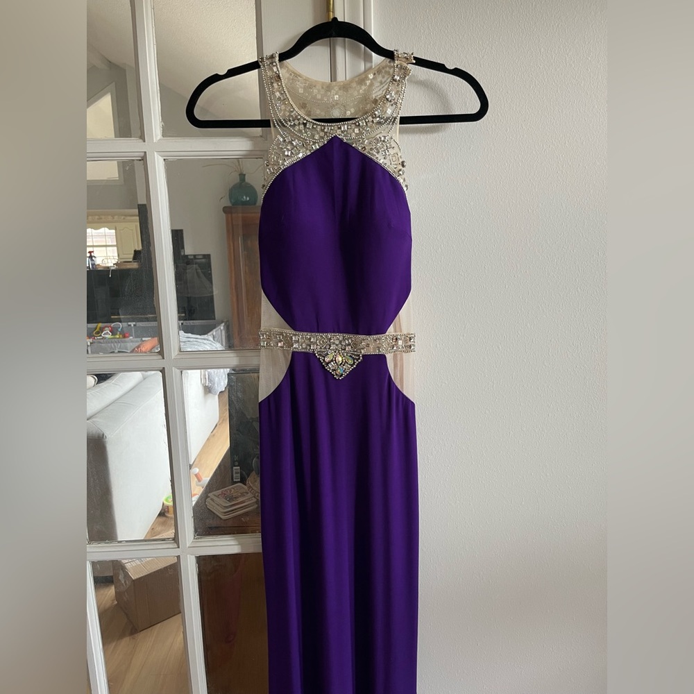Purple illusion evening gown